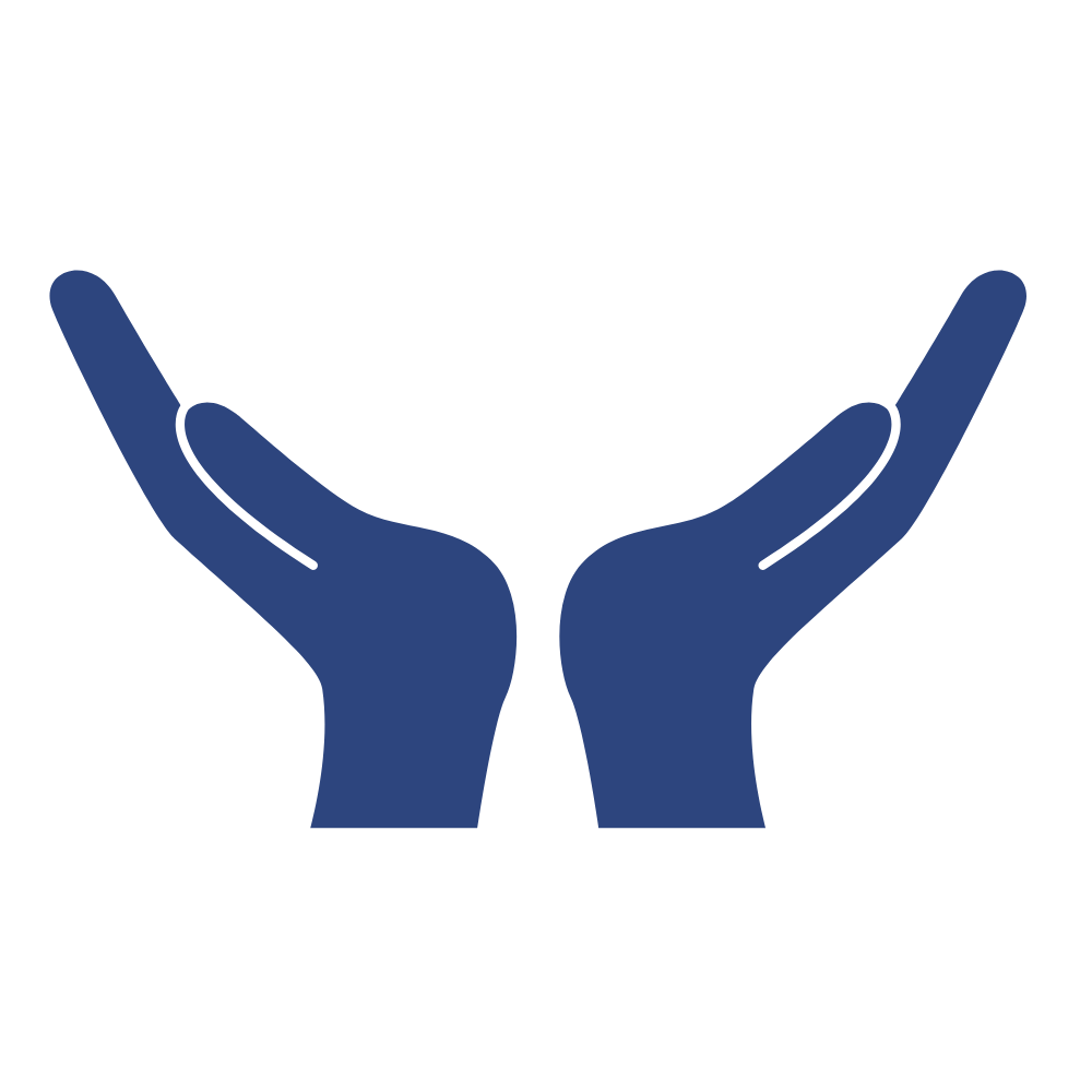 Silouette von geöffnete Händen in blau